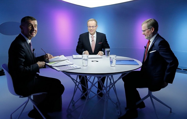 Politická debata: Andrej Babiš - Václav Moravec - Petr Fiala