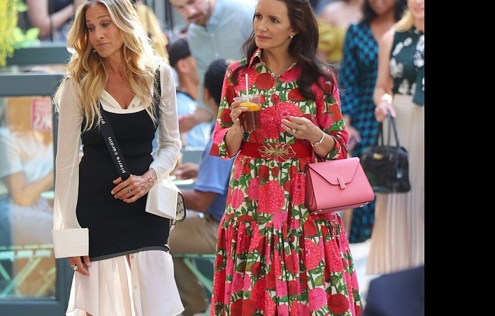 Kristin Davis a Sarah Jessica Parker na natáčení