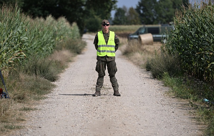 Místo havárie dronu v Polsku